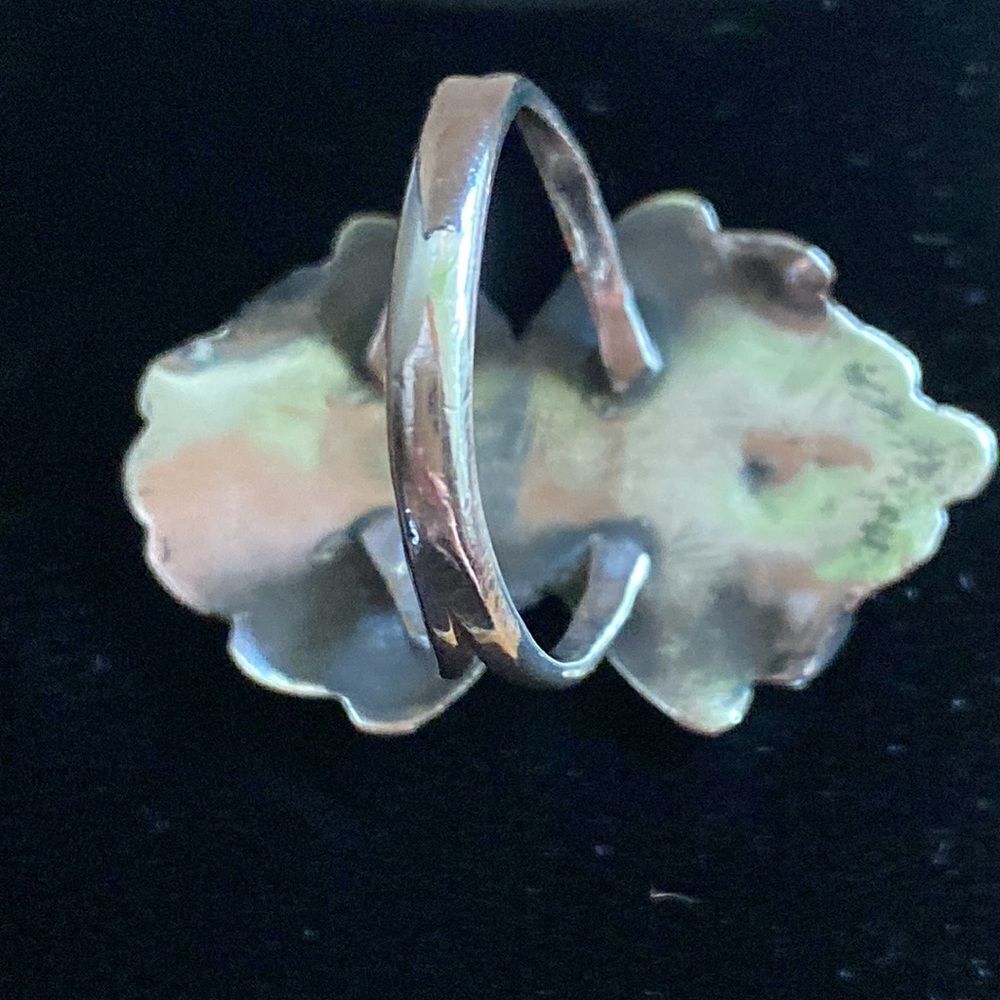 💛 Vintage Navajo Sterling Silver Turquoise Flower Ring - Picture 2 of 5
